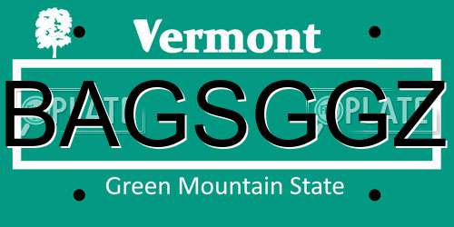BAGSGGZ Vermont License Plate