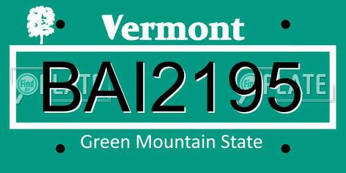 BAI2195 Vermont License Plate