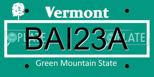 BAI23A Vermont License Plate