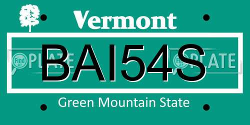 BAI54S Vermont License Plate