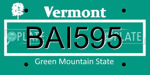 BAI595 Vermont License Plate