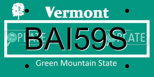 BAI59S Vermont License Plate