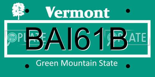 BAI61B Vermont License Plate