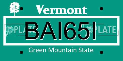 BAI65I Vermont License Plate