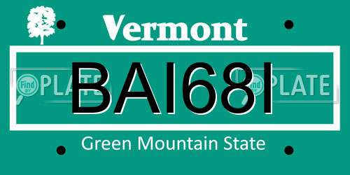 BAI68I Vermont License Plate