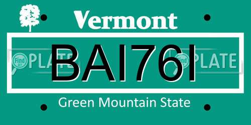 BAI76I Vermont License Plate