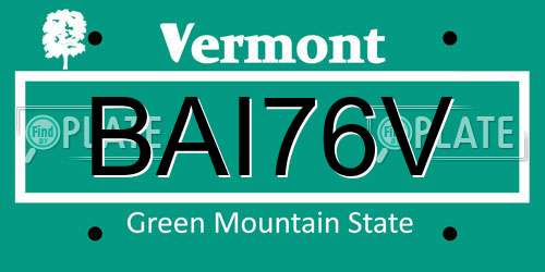BAI76V Vermont License Plate