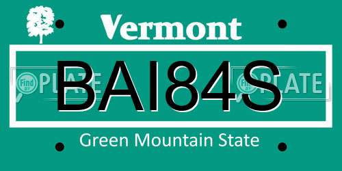 BAI84S Vermont License Plate