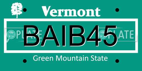 BAIB45 Vermont License Plate