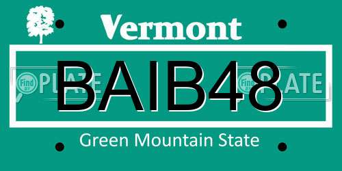 BAIB48 Vermont License Plate