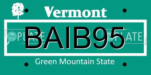 BAIB95 Vermont License Plate