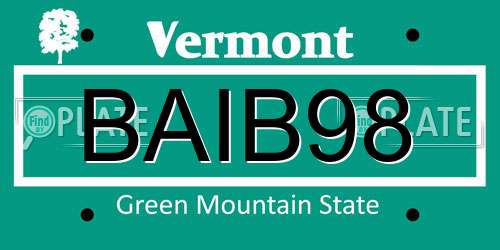 BAIB98 Vermont License Plate