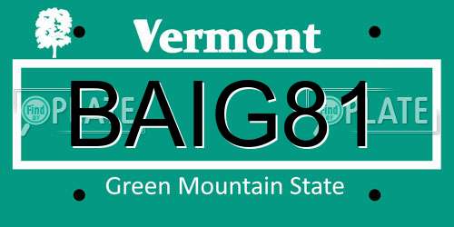 BAIG81 Vermont License Plate