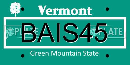 BAIS45 Vermont License Plate