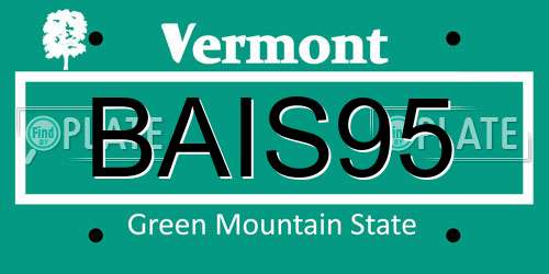 BAIS95 Vermont License Plate
