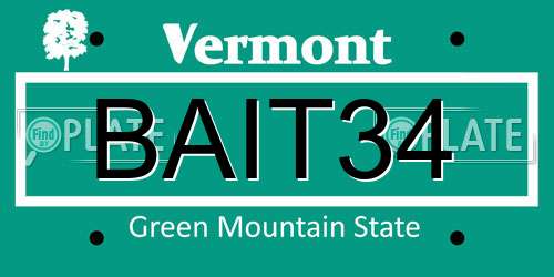 BAIT34 Vermont License Plate