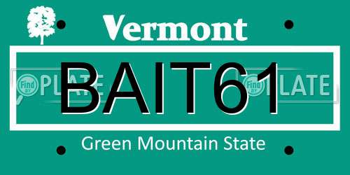 BAIT61 Vermont License Plate