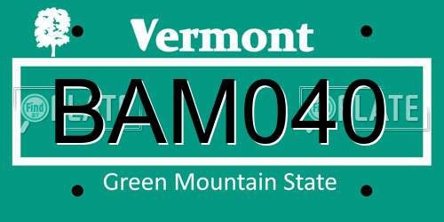 BAM040 Vermont License Plate