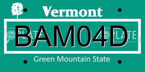 BAM04D Vermont License Plate