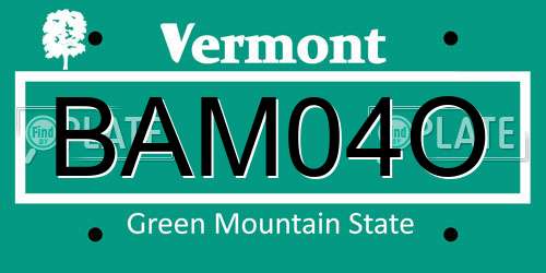 BAM04O Vermont License Plate