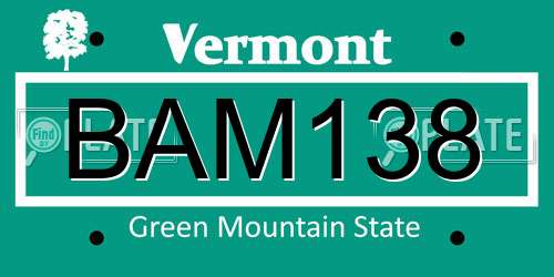 BAM138 Vermont License Plate
