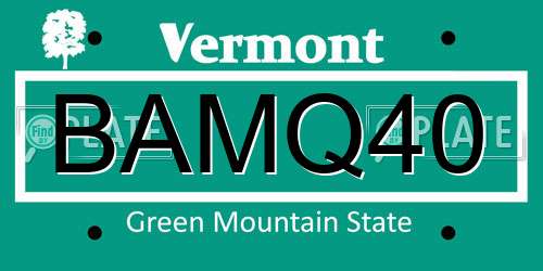 BAMQ40 Vermont License Plate