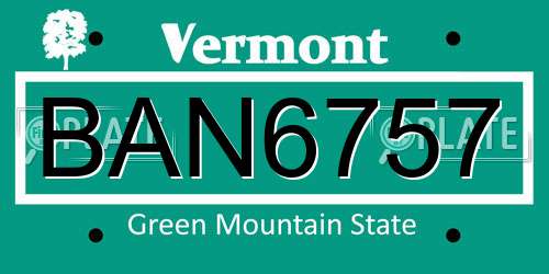 BAN6757 Vermont License Plate