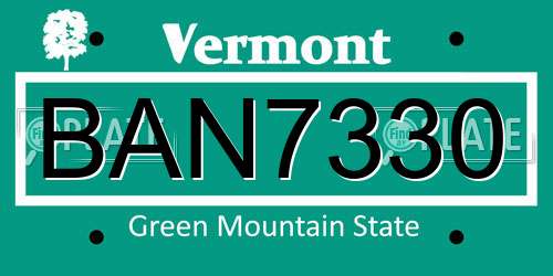 BAN7330 Vermont License Plate