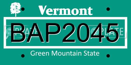BAP2045 Vermont License Plate