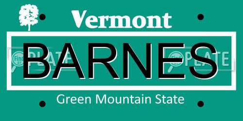 BARNES Vermont License Plate