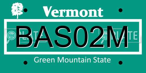BAS02M Vermont License Plate