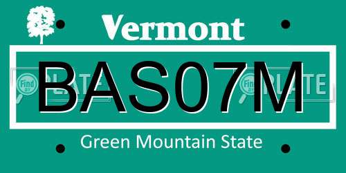 BAS07M Vermont License Plate