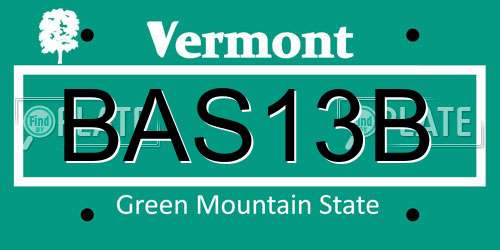 BAS13B Vermont License Plate