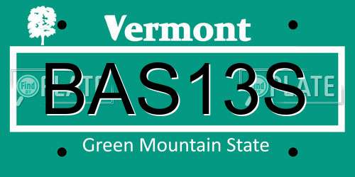 BAS13S Vermont License Plate