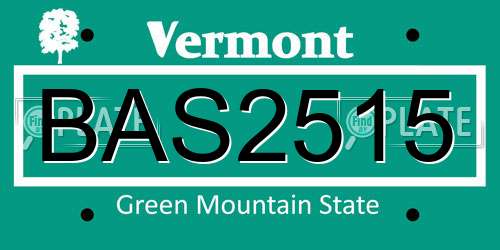 BAS2515 Vermont License Plate