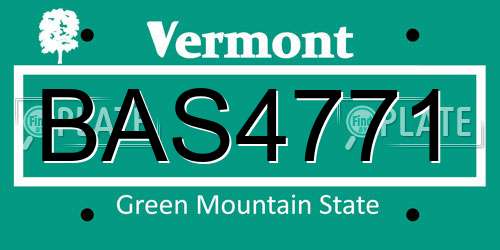 BAS4771 Vermont License Plate
