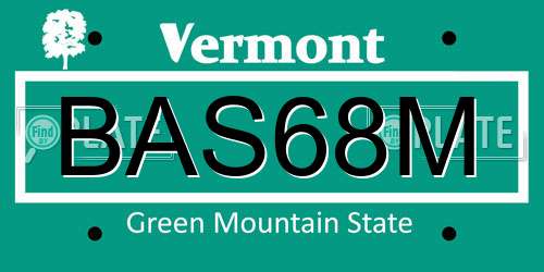 BAS68M Vermont License Plate