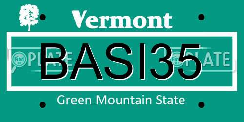 BASI35 Vermont License Plate