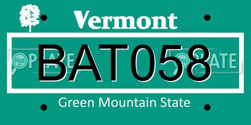 BAT058 Vermont License Plate