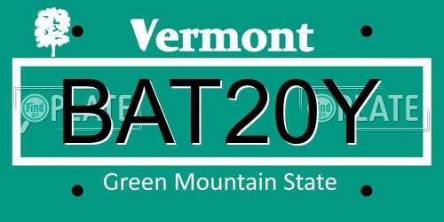 BAT20Y Vermont License Plate
