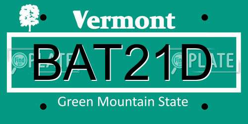 BAT21D Vermont License Plate