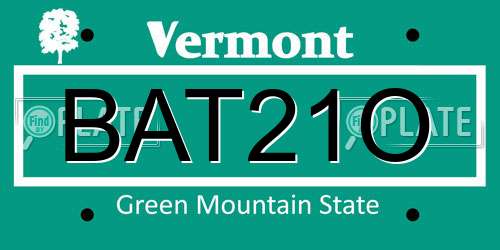 BAT21O Vermont License Plate