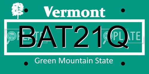 BAT21Q Vermont License Plate
