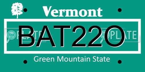 BAT22O Vermont License Plate