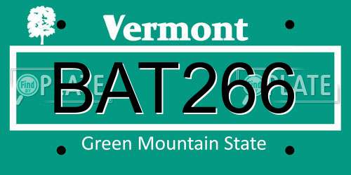 BAT266 Vermont License Plate