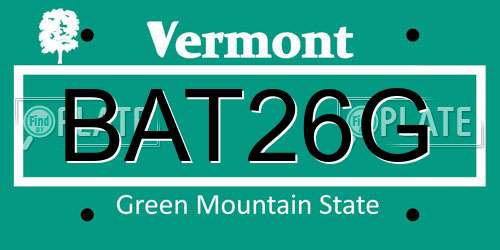 BAT26G Vermont License Plate