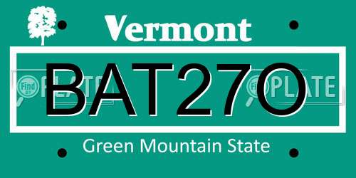 BAT27O Vermont License Plate