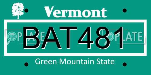 BAT481 Vermont License Plate