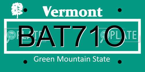 BAT71O Vermont License Plate