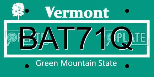 BAT71Q Vermont License Plate